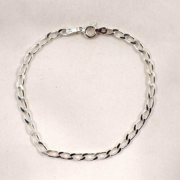 Milor Jewelry - VTG 925 Sterling Silver Milor Italy Bracelet 7in Flat Curb Chain 3.5mm 4g